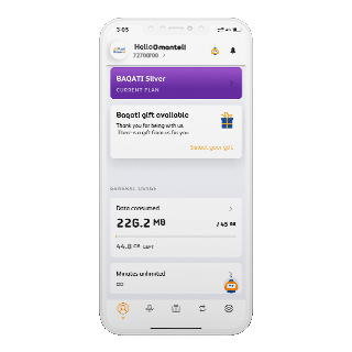 The image shows a smartphone displaying the Baqati Silver plan interface.